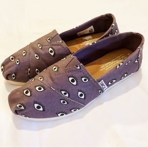 Toms Eyes Canvas Slip-Ons Purple (Plum) SZ 6